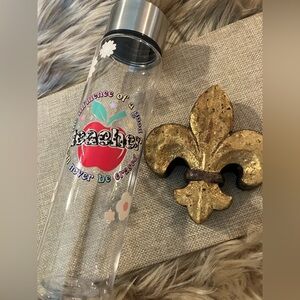 Inspirational Teacher Water Bottle with Red Apple Design